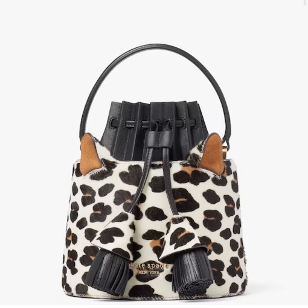 Kate Spade Buttercup Leopard Haircalf Small Bucket Bag